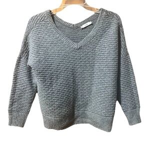 Vince Gray Sweater XS Women Braided Pattern Pullover Cozy Casual Alpaca Wool Bld